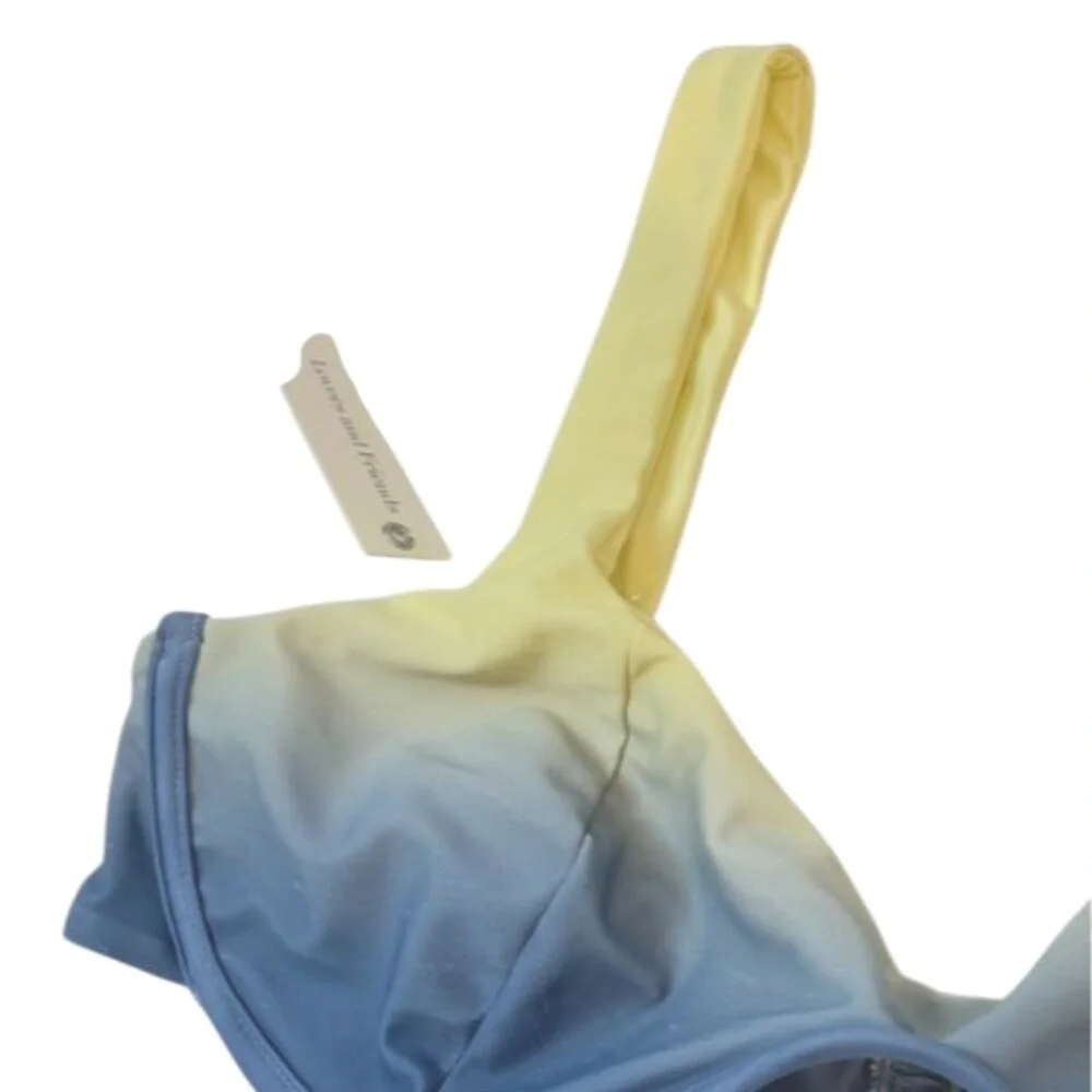 Lovers and Friends Danya Bikini Top in Yellow & Blue Ombre Full Width Wired M